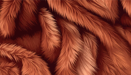 A detailed illustration of lush orange fur texture with long strands, creating a soft, warm, and flowing abstract background pattern suitable for textile or creative design projects © Bediha Duru Öksüz
