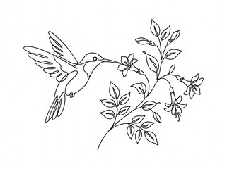 Fototapeta premium Minimalist Floral Line Art Illustration