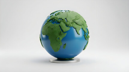 Fototapeta premium Small desk globe model showing africa and europe against a clean minimalist light background