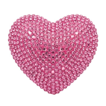 Bedazzled Pink Rhinestone Heart PNG Isolated on Transparent Background for Valentine's Day, Love, Jewelry, Glamorous Designs and Luxury Decor