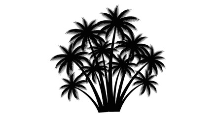 Fototapeta premium Vector illustration of silhouette of a cluster of palm trees on a transparent background