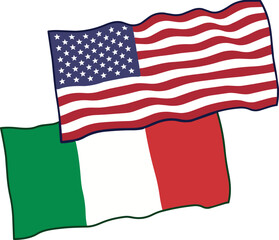 Obraz premium United States and Italy waving flags vector illustration