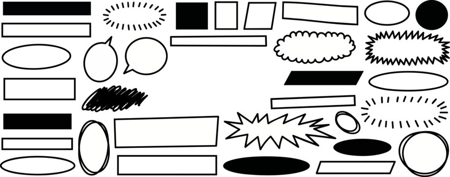 Mixed black scribble doodles with labels arrows and notes