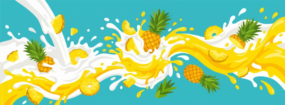 Milk and Pineapple Blend. Drink Label Design