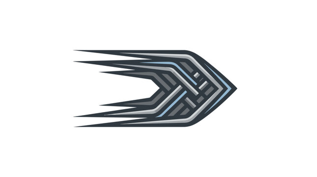 Abstract grey geometric speed arrow and motion streaks.