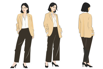 Obraz premium Portrait of fashionable woman in business suit from d isolated illustration