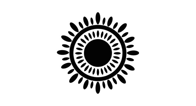 Vector illustration of abstract sun icon or mandala design element on a transparent background