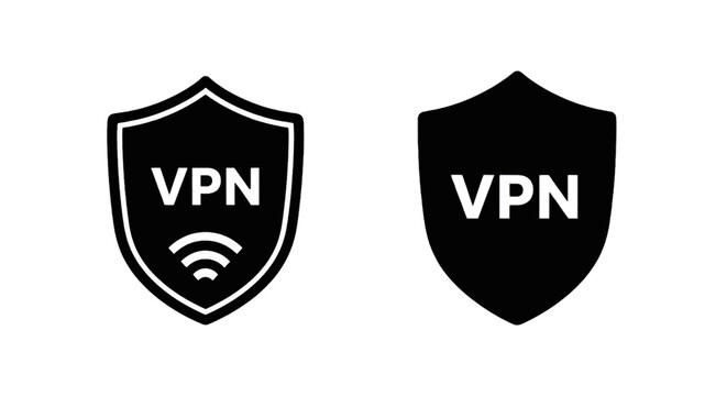 Vector illustration of vpn shield icons on a transparent background