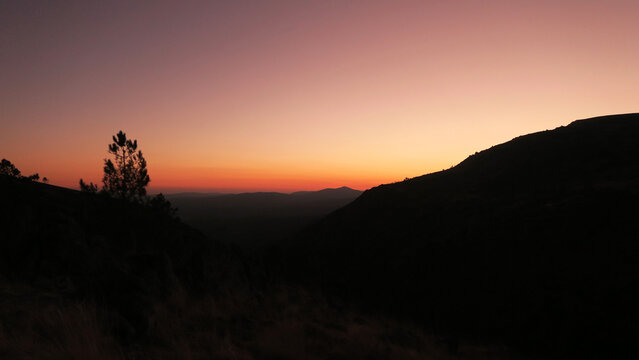 Beautiful sunset in the portuguese mountains