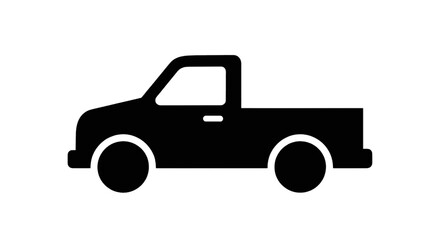 Fototapeta premium Vector illustration of black silhouette of a pickup truck icon on a transparent background