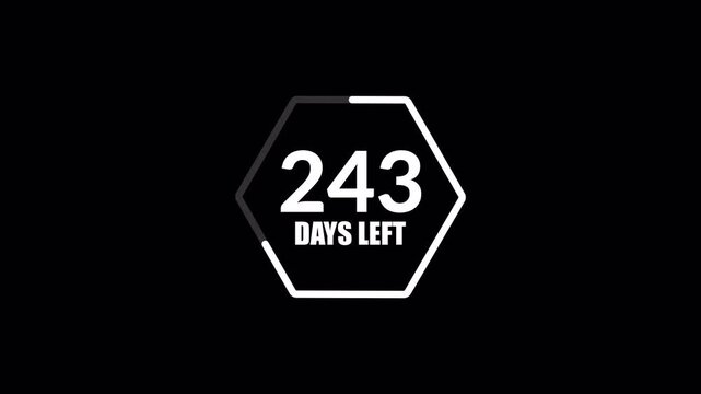 White hexagonal 365 days left countdown badge appears on black for yearly planning schedules.