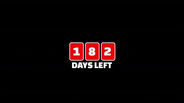 Red flip style 365 days left countdown appears on transparent background.