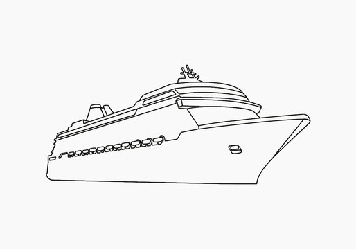 Minimalist ocean liner cruiseship vector outline for travel design