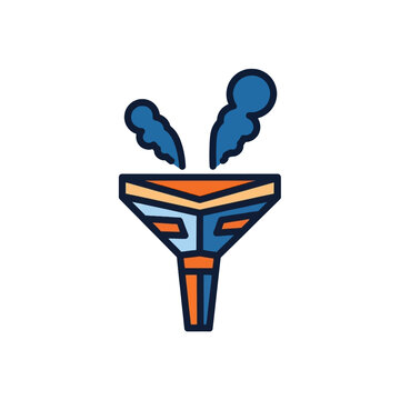 Cruiseship vector funnel icon with ocean liner smokestack and smoke