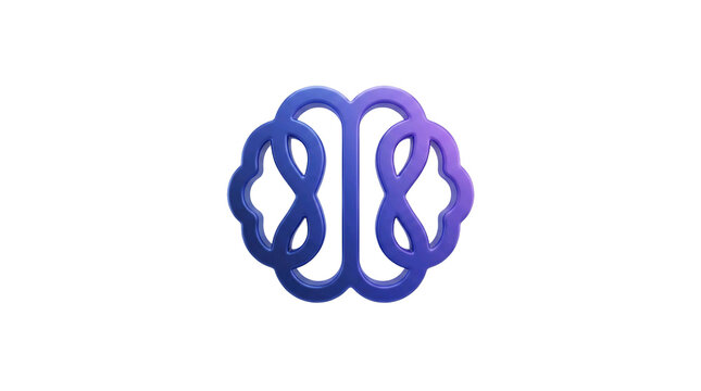 3D Abstract Artificial Intelligence Brain Logo Icon Blue Purple Gradient