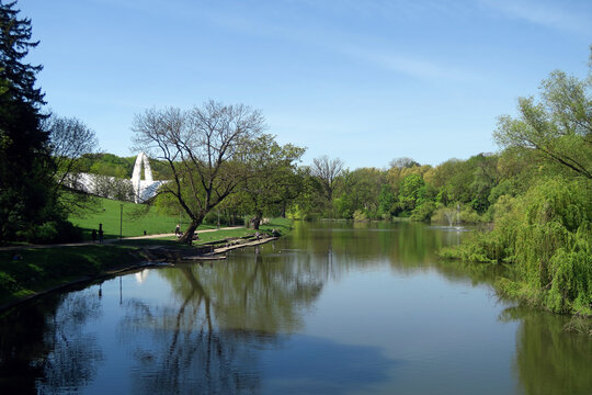 Szczecin, Poland. Jan Kasprowicz Park, on a natural slope by Lake Rusałka, is the biggest urban park in Szczecin.