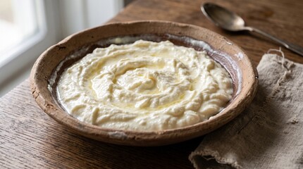 Fototapeta premium Traditional Indian Malai Clotted Cream in Clay Pot