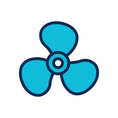 Boat propeller vector illustration isolated on white background. Marine engine screw fan icon in minimalist flat style. © Paulus