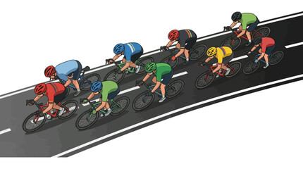Naklejka premium Road cyclists in a competitive race on asphalt highway