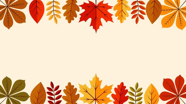 Colorful autumn leaves create a seasonal border with generous copy space, perfect for fall promotions, Thanksgiving greetings, harvest themes, nature presentations, and festive backgrounds.