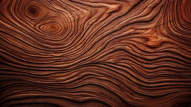 Textured Wood Grain Close-up: An intricate close-up of rich, dark brown wood grain showcasing swirling patterns and natural textures, perfect for background or design element.