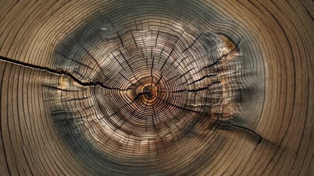 Wood Texture Detail: A close-up view of a weathered wood surface, revealing intricate growth rings, cracks, and a rich, earthy texture that tells a story of time and nature.