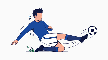 Obraz premium A flat vector illustration of a soccer player kicking a ball during a match.