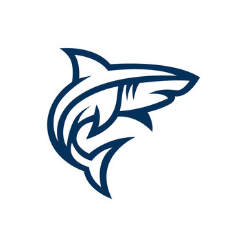 Tribal Style Shark Line Art Logo Vector Illustration