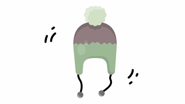 Charming winter knitted pompom hat in green and brown colors. Ideal for seasonal fashion illustrations, winterthemed designs, and cozy concepts.