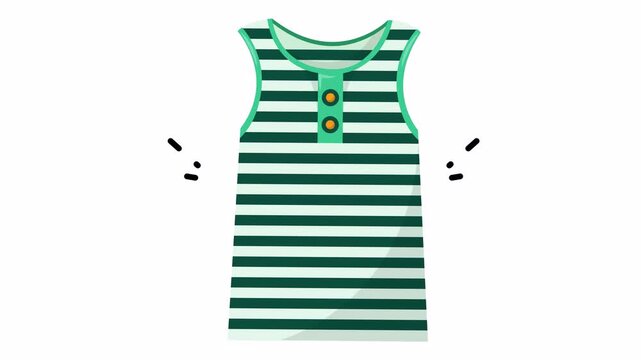 Green and white striped sleeveless cotton shirt perfect for summer. Fashionable tank top ideal for casual wear and outdoor activities.