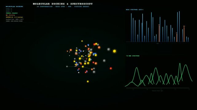 This bioinformatics genome analysis software updates dynamic molecular docking and spectroscopy data while simulating chemical interactions for pharmaceutical discovery and research.