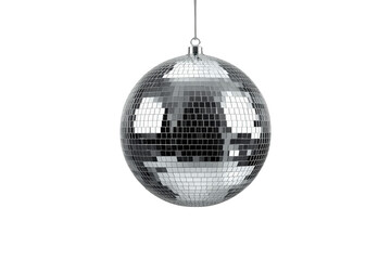 Fototapeta premium Disco mirror ball reflecting light, symbolizing celebration, party, and nightlife on a transparent background
