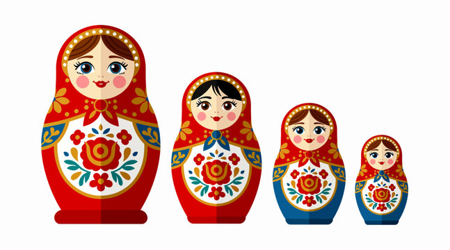 Matryoshka dolls: Russian nesting dolls in colorful traditional folk art