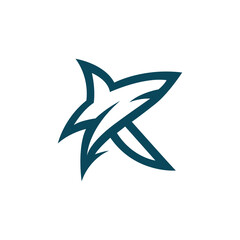 Fototapeta premium Letter X Shark Logo Design Vector Sharp Geometric Mascot Emblem
