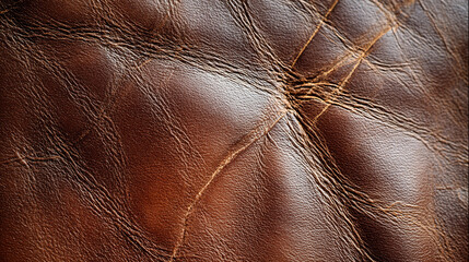Fototapeta premium Leather texture showing cracks and folds in natural setting Generative AI
