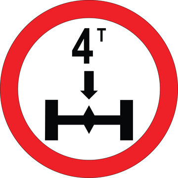 Vehicle Axle Limit 4 t Traffic Road Sign No Background Icon