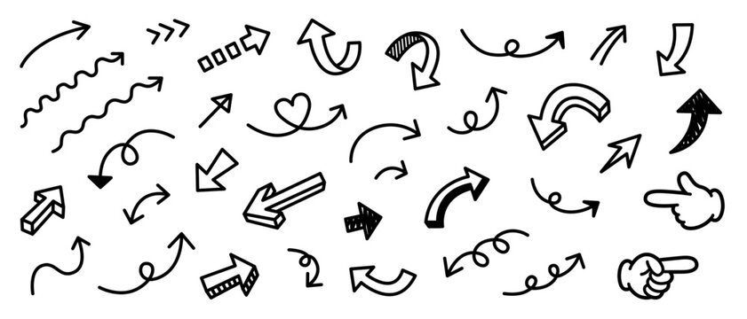 ポップでかわいい手書き風の矢印イラスト素材セット