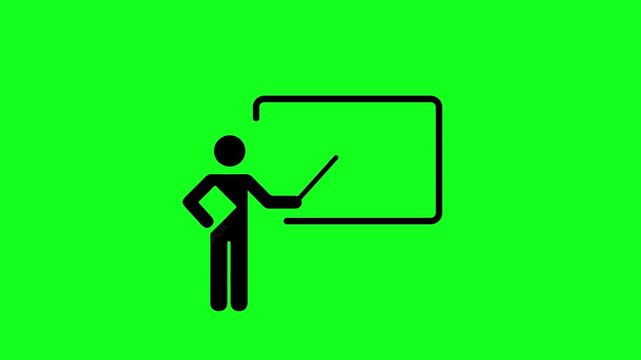 Person Pointing to Presentation Board Animation on Green Screen