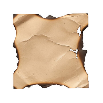 Burnt paper with torn edges isolated on transparent background