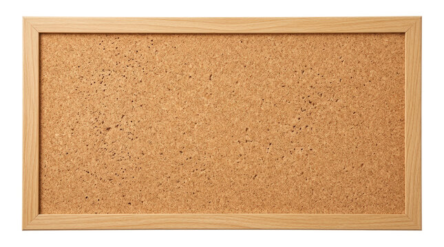 Empty corkboard with wooden frame for notes.