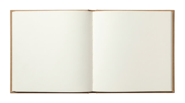 Open blank notebook with empty pages ready for writing.