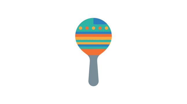 Colorful striped maraca percussion instrument flat vector illustration