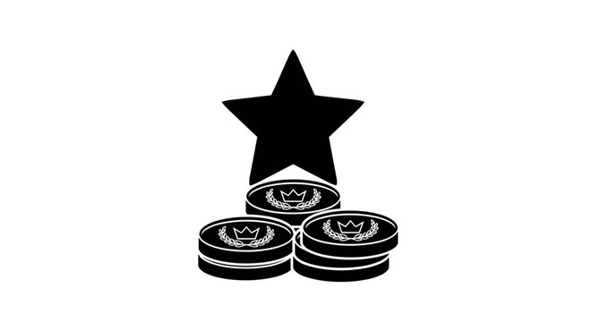 Black star coins stack symbol.