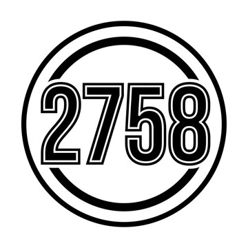 Number 2758 in a Circle Emblem, Graphic Design, Black and White