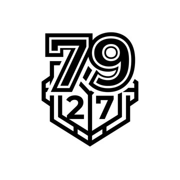 Number 7927 Emblem Black White Graphic Design