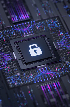 Cyber Security Data Protection Chip on Circuit Board