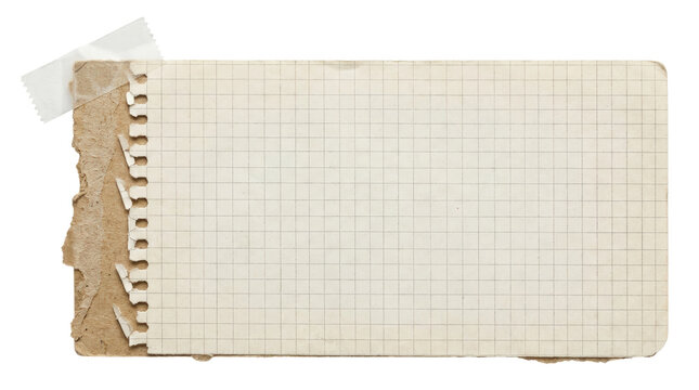 Vintage spiral notebook with torn pages and grid paper.