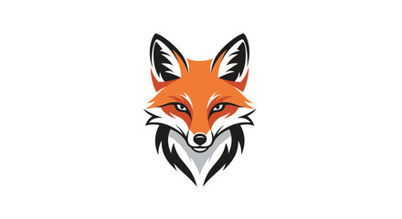 Vibrant orange fox head with striking black and white details © tegar