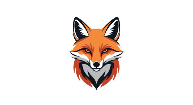 Vibrant orange fox head with sharp gaze and modern design