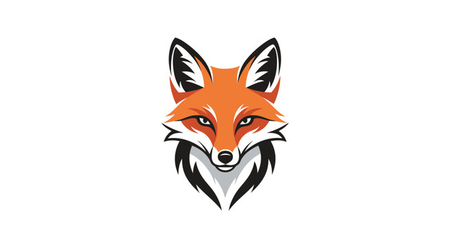 Vibrant orange fox head with striking black and white details